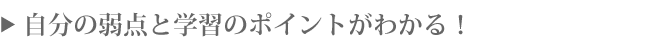 自分の弱点と学習のポイントがわかる！